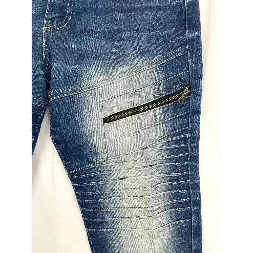 Southpole Blue Skinny Jeans Denim Moto Biker‎ Stretch 32x32 Mens - Picture 5 of 11